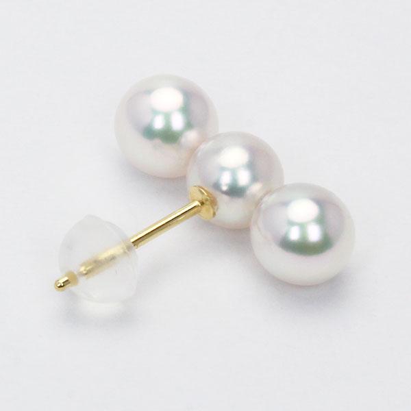 パール ピアス k18 18金 18k イエローゴールド 真珠 ベビーパール トリプルパール スタッド 3連 メンズ シンプル 送料無料 フォーマル 普段使い 卒業 入学 puの画像