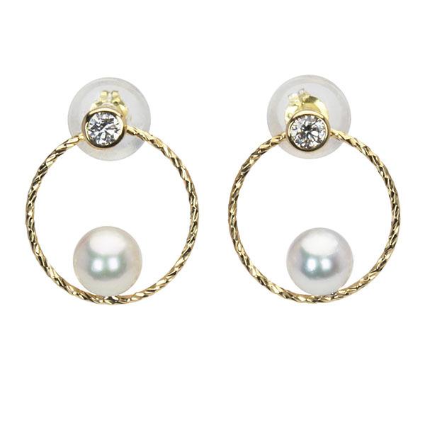 パール ピアス 真珠 パールピアス 真珠ピアス スタッドピアス ダイヤモンド ペア メンズ 18k 18金 イエローゴールド 送料無料 プレゼント ギフト 自分買い puの画像