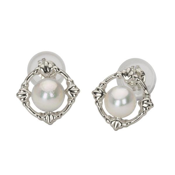 パール ピアス 真珠 パールピアス 真珠ピアス スタッドピアス ペア メンズ k18 18k 18金 ホワイトゴールド 本真珠 あこや 送料無料 プレゼント 自分買いの画像