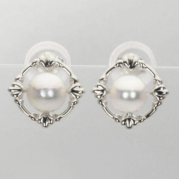 パール ピアス 真珠 パールピアス 真珠ピアス スタッドピアス ペア メンズ k18 18k 18金 ホワイトゴールド 本真珠 あこや 送料無料 プレゼント 自分買いの画像