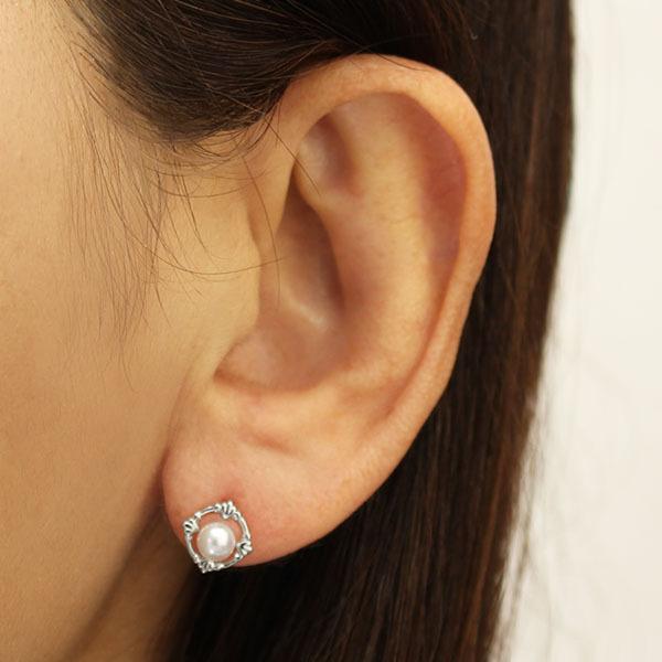 パール ピアス 真珠 パールピアス 真珠ピアス スタッドピアス ペア メンズ k18 18k 18金 ホワイトゴールド 本真珠 あこや 送料無料 プレゼント 自分買いの画像