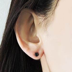 メンズ ピアス スタッド シンプル ブラックダイヤモンド ブラック