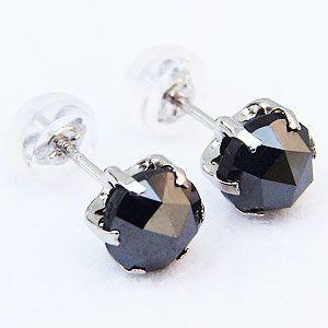 ブラックダイヤモンドピアス/Sサイズ/プラチナ900 2個セット Petite Modern”ブラックダイヤモンドピアス（Sサイズ/0.1CT
