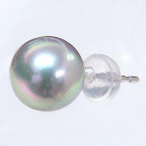 メンズ 片耳 ピアス パール あこや本真珠 グレー系 K14 ホワイトゴールド 送料無料 普段使い 人気 プレゼント ギフト ご褒美 自分買いの画像