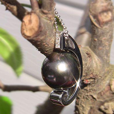 メンズジュエリー 真珠パール ネックレスペンダント 黒真珠 k18