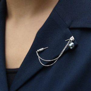 【タイムセール】 ラペルピン メンズ 男性用 タヒチ黒蝶真珠 ピンブローチ ダイヤモンド パール グリーン系 11mm k18 ホワイト ゴールド 送料無料 プレゼント ギフト p 【ZYX1295563148】(46818円)