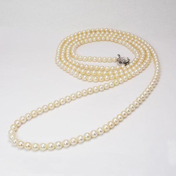 あすつく パール ネックレス ロングネックレス パールネックレス 真珠ネックレス 140cm あこや 本真珠 5.5-6mm レディース 送料無料 プレゼント 自分買いの画像