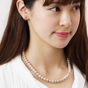 パール ネックレス オーロラ花珠真珠 あこや アコヤ 真珠 ピアス 