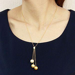 真珠 パール ネックレス 南洋白蝶真珠 ダイヤモンド 10mm ホワイト