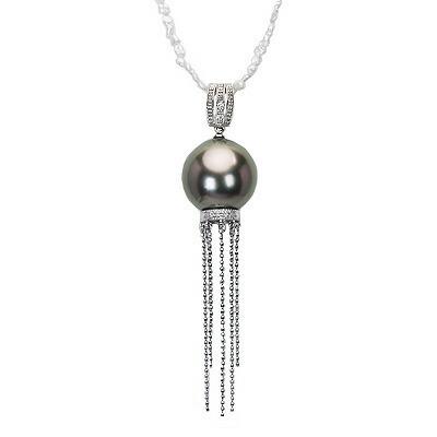 ネックレス パール ダイヤモンド タヒチ黒蝶真珠 ホワイトゴールド K18 パール ネックレス k18 ホワイトゴールド タヒチ黒蝶真珠 黒真珠