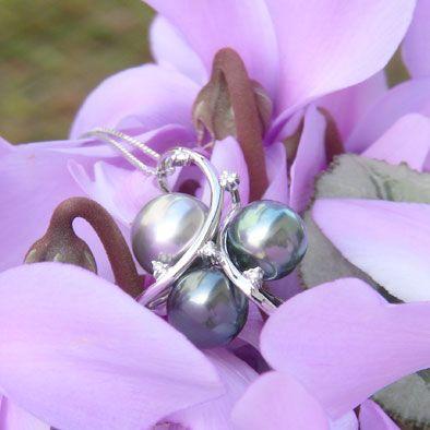 真珠 パール ペンダント ネックレス タヒチ黒蝶真珠 9mm-10mm ブラック