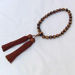 数珠 男性用 虎目石 タイガーアイ念珠 10mm 房茶色 ラウンド 丸玉 念珠ケース付き ブレスレット 送料無料 人気 プレゼント ギフト ご褒美 自分買い pu