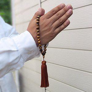 数珠 男性用 虎目石 タイガーアイ念珠 10mm 房茶色 ラウンド 丸玉 念珠