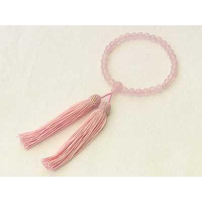 念珠 ローズクォーツ 数珠 8mm 片手用 女性用 ブレスレット 念珠ケース
