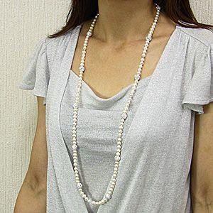 真珠 ネックレス パールネックレス ロングネックレス 淡水パール真珠 パール パーティー 品質 送料無料 フォーマル 結納 プレゼント ギフト 自分買い puの画像