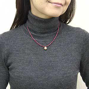 淡水パール レッドスピネル ペンダントネックレス オレンジ系 送料無料 ジュエリー 人気 プレゼント ギフト ご褒美 自分買い puの画像