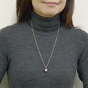 真珠ネックレス パールネックレス 淡水パール ペンダントネックレス 湖水真珠 パープル系 丸小豆チェーン 送料無料 フォーマル プレゼント ギフト puの画像