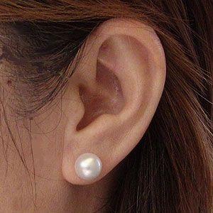 パール ピアス 18金 18k 真珠 南洋白蝶真珠 ホワイト系 10mm