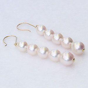 パール ピアス 18金 18k 真珠 あこや本真珠 アコヤ真珠 5連 アメリカン