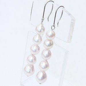パールピアス あこや真珠 18k 18金 k18 アメリカンピアス 新品④ パールピアス 18金 真珠 ピアス あこや本真珠 5連 アメリカン