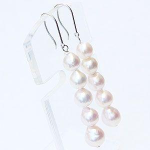 パールピアス 18金 真珠 ピアス あこや本真珠 5連 アメリカンピアス