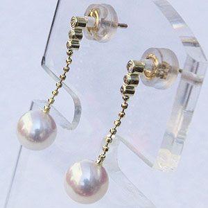 パール ピアス 18金 18k 真珠 あこや本真珠 6-6.5mm k18 ゴールド ぶら下がり ゆれる 揺れる 送料無料 普段使い プレゼント ギフト ご褒美 自分買い puの画像