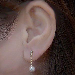 パール ピアス 18金 18k 真珠 あこや本真珠 6-6.5mm k18 ゴールド ぶら下がり ゆれる 揺れる 送料無料 普段使い プレゼント ギフト ご褒美 自分買い puの画像