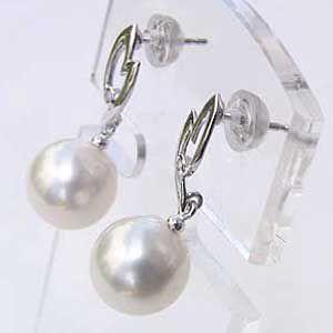 パール ピアス 18金 18k 南洋白蝶真珠 ダイヤモンド k18 ホワイト 