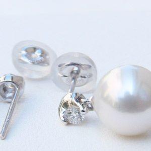 パール ピアス 18金 アコヤ本真珠 ダイヤモンド0.10ct k18 18k