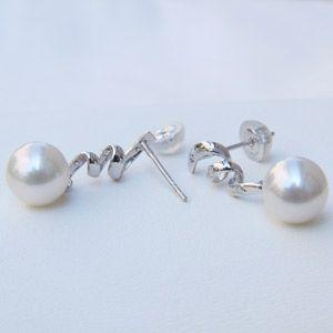 パール ピアス 18金 アコヤ本真珠 ダイヤモンド0.04ｃｔ k18 ホワイトゴールド 8mm ピンクホワイト系 あこや本真珠 揺れる 送料無料 プレゼント 自分買い puの画像