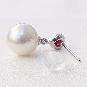 パールピアス 18金 パール ピアス あこや真珠パール k10 ホワイトゴールド 片耳用ピアス ガーネット ゆれる 揺れる 送料無料 プレゼント ご褒美 自分買い puの画像