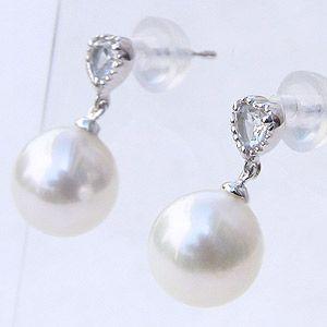 パール ピアス 18金 18k 真珠 ホワイトゴールド アクアマリン アクアマリン 3月誕生石 ぶら下がり ゆれる 揺れる 送料無料 プレゼント ギフト 自分買い puの画像