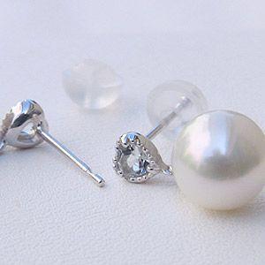 パール ピアス 18金 18k 真珠 ホワイトゴールド アクアマリン アクアマリン 3月誕生石 ぶら下がり ゆれる 揺れる 送料無料 プレゼント ギフト 自分買い puの画像