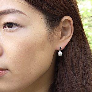 パールピアス 18金 パール ピアス 18k あこや真珠 ホワイトゴールド 片耳用 サファイア 送料無料 普段使い 人気 プレゼント ギフト ご褒美 自分買い puの画像