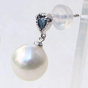 パールピアス 18金 パール ピアス 18k あこや真珠 ホワイトゴールド 片耳用 サファイア 送料無料 普段使い 人気 プレゼント ギフト ご褒美 自分買い puの画像