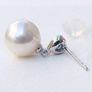パールピアス 18金 パール ピアス 18k あこや真珠 ホワイトゴールド 片耳用 サファイア 送料無料 普段使い 人気 プレゼント ギフト ご褒美 自分買い puの画像