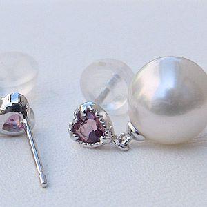 パール ピアス 18金 18k 真珠 ホワイトゴールド ピンクトルマリン ピンクトルマリン ハート 10月誕生石 ゆれる 揺れる 送料無料 プレゼント ギフト puの画像