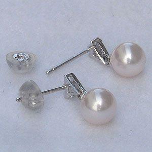 パールピアス 18金 パール ピアス 18k 真珠 本真珠 6-6.5mm ダイヤモンド 2石 0.02ct k18 ホワイトゴールド ゆれる 揺れる 送料無料 プレゼント 自分買い puの画像