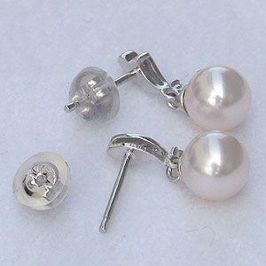 パールピアス 18金 パール ピアス 18k 真珠 本真珠 6-6.5mm ダイヤモンド 2石 0.02ct k18 ホワイトゴールド ゆれる 揺れる 送料無料 プレゼント 自分買い puの画像