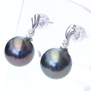パール ピアス 18金 18k k18 タヒチ黒蝶真珠 ブラック 真珠 ホワイト 