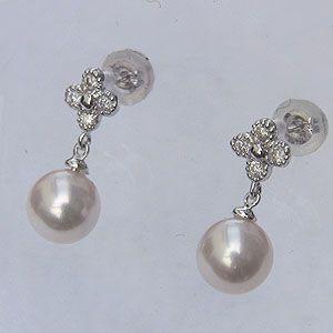 パールピアス 18金 パール ピアス 18k 真珠 真珠 あこや本真珠 6-6.5mm ダイヤモンド k18 ホワイトゴールド 送料無料 普段使い プレゼント ギフト puの画像