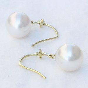 パール ピアス 18金 18k 真珠 南洋白蝶真珠 ホワイト色 直径10mm