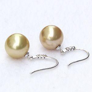 【最終価格】白蝶金 真珠 10mmピアス(K18／ダイヤ付) パール ピアス 18金 真珠 南洋白蝶真珠 10mm ダイヤモンド k18
