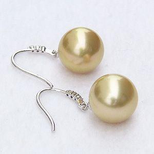 パール ピアス 18金 真珠 ゴールデンパール 南洋白蝶真珠 11mm