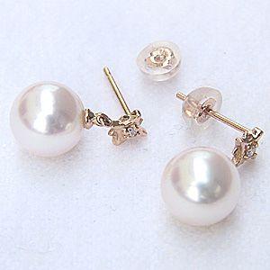 パール ピアス 18金 真珠 あこや本真珠 k18 ピンクゴールド 8mm