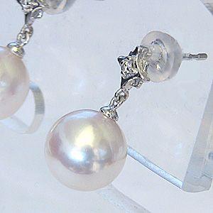 真珠ピアス パールピアス 本真珠 8ｍｍ プラチナピアス 真珠 パール ピアスダイヤモンド 0.02ct ピアス ゆれる 揺れる 送料無料 プレゼント ギフト puの画像
