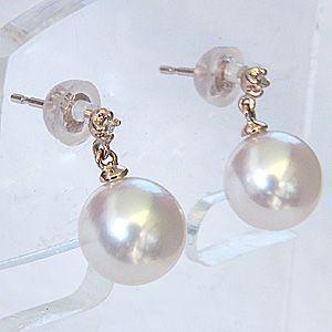 パール ピアス 18金 18k 普段使い 真珠 真珠 あこや本真珠 8ｍｍ ピンクゴールド 真珠 ダイヤモンド 2石 0.02ct 送料無料 プレゼント ギフト 自分買い puの画像