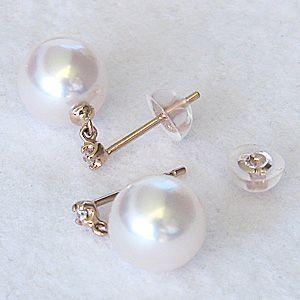 パール ピアス 18金 18k 普段使い 真珠 真珠 あこや本真珠 8ｍｍ ピンクゴールド 真珠 ダイヤモンド 2石 0.02ct 送料無料 プレゼント ギフト 自分買い puの画像