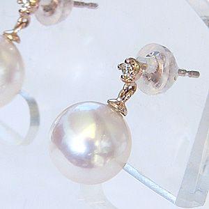 パール ピアス 18金 18k 普段使い 真珠 真珠 あこや本真珠 8ｍｍ ピンクゴールド 真珠 ダイヤモンド 2石 0.02ct 送料無料 プレゼント ギフト 自分買い puの画像