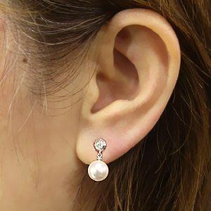 パールピアス 18金 パール ピアス 18k 真珠 本真珠 8ｍｍ k18 ホワイトゴールド ダイヤモンド 0.02ct ゆれる 揺れる 送料無料 プレゼント ギフト 自分買い puの画像